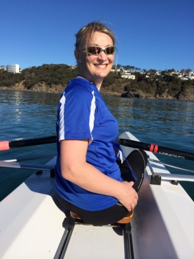 Josie rowing in Torbay
